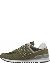 olivgrüne niedrige Sneakers von New Balance