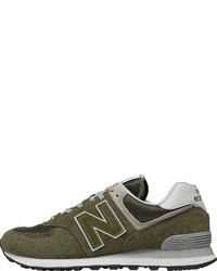 olivgrüne niedrige Sneakers von New Balance