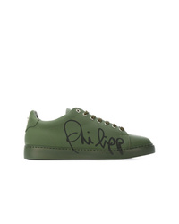 olivgrüne niedrige Sneakers von Philipp Plein