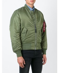 olivgrüne Nylon Bomberjacke von Alpha Industries