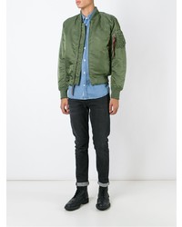 olivgrüne Nylon Bomberjacke von Alpha Industries