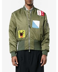 olivgrüne Satin Bomberjacke von JW Anderson