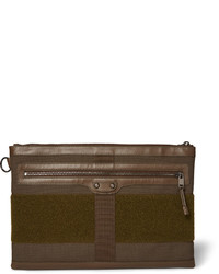 olivgrüne Segeltuch Clutch Handtasche von Balenciaga