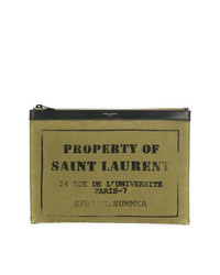 olivgrüne Segeltuch Clutch Handtasche von Saint Laurent