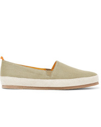 olivgrüne Segeltuch Espadrilles von Mulo