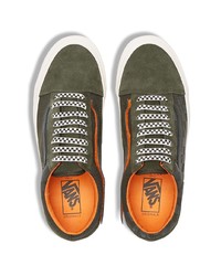 olivgrüne Segeltuch niedrige Sneakers mit Karomuster von Vans