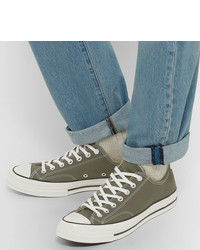 olivgrüne Segeltuch niedrige Sneakers von Converse