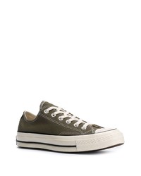 olivgrüne Segeltuch niedrige Sneakers von Converse