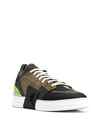 olivgrüne Segeltuch niedrige Sneakers von Philipp Plein