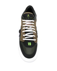 olivgrüne Segeltuch niedrige Sneakers von Philipp Plein