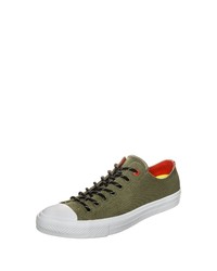 olivgrüne Segeltuch niedrige Sneakers von Converse