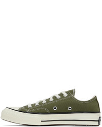 olivgrüne Segeltuch niedrige Sneakers von Converse