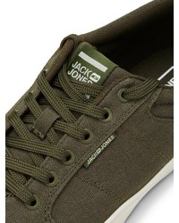 olivgrüne Segeltuch niedrige Sneakers von Jack & Jones