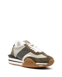 olivgrüne Segeltuch niedrige Sneakers von Tom Ford