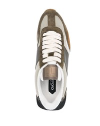 olivgrüne Segeltuch niedrige Sneakers von Tom Ford