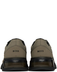 olivgrüne Segeltuch niedrige Sneakers von BOSS