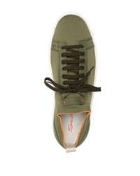 olivgrüne Segeltuch niedrige Sneakers von Santoni