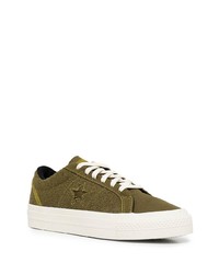 olivgrüne Segeltuch niedrige Sneakers von Converse