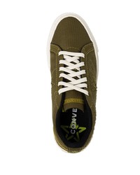 olivgrüne Segeltuch niedrige Sneakers von Converse