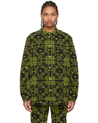 olivgrüne Shirtjacke mit Paisley-Muster