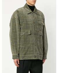 olivgrüne Shirtjacke mit Schottenmuster von Wooyoungmi