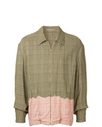 olivgrüne Shirtjacke mit Schottenmuster von Comme Des Garçons Vintage