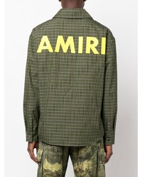 olivgrüne Shirtjacke mit Schottenmuster von Amiri