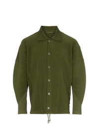olivgrüne Shirtjacke von Homme Plissé Issey Miyake