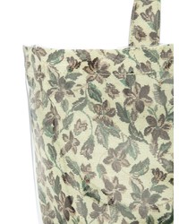 olivgrüne Shopper Tasche aus Leder mit Blumenmuster von CLANE