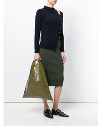olivgrüne Shopper Tasche aus Leder von MM6 MAISON MARGIELA