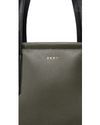 olivgrüne Shopper Tasche aus Leder von DKNY