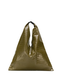 olivgrüne Shopper Tasche aus Leder von MM6 MAISON MARGIELA