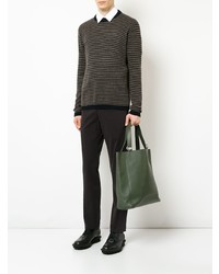 olivgrüne Shopper Tasche aus Leder von Jil Sander