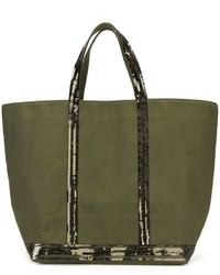 olivgrüne Shopper Tasche aus Pailletten