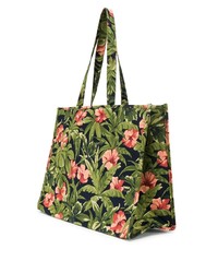 olivgrüne Shopper Tasche aus Segeltuch mit Blumenmuster von A.P.C.