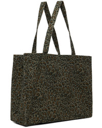 olivgrüne Shopper Tasche aus Segeltuch mit Leopardenmuster von A.P.C.