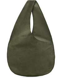 olivgrüne Shopper Tasche aus Wildleder