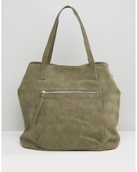 olivgrüne Shopper Tasche aus Wildleder von Pull&Bear