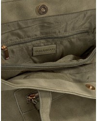 olivgrüne Shopper Tasche aus Wildleder von Pull&Bear