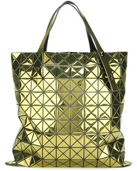 olivgrüne Shopper Tasche mit geometrischem Muster