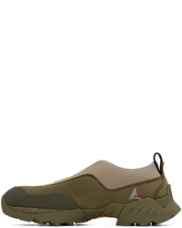 olivgrüne Slip-On Sneakers aus Leder von Roa