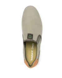 olivgrüne Slip-On Sneakers aus Leder von Timberland