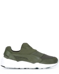 olivgrüne Slip-On Sneakers aus Leder von Stampd