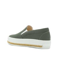 olivgrüne Slip-On Sneakers aus Segeltuch von Mr & Mrs Italy