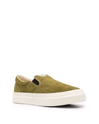 olivgrüne Slip-On Sneakers aus Wildleder von Junya Watanabe MAN