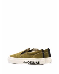 olivgrüne Slip-On Sneakers aus Wildleder von Junya Watanabe MAN