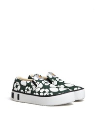olivgrüne Slip-On Sneakers mit Blumenmuster von Marni