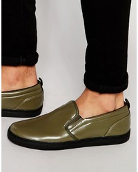 olivgrüne Slip-On Sneakers von Asos