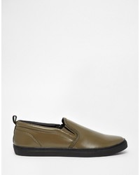 olivgrüne Slip-On Sneakers von Asos