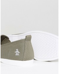 olivgrüne Slip-On Sneakers von Original Penguin